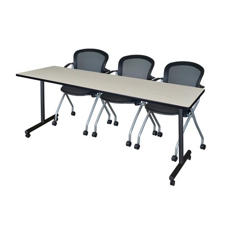 Regency Regency Kobe 84 x 24 in. Mobile T-Base Training Table- Maple, 2 Cadence Nesting Chairs MKTRCC8424PL23BK